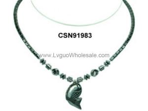 Hematite Fish Pendant Beads Stone Chain Choker Fashion Women Necklace